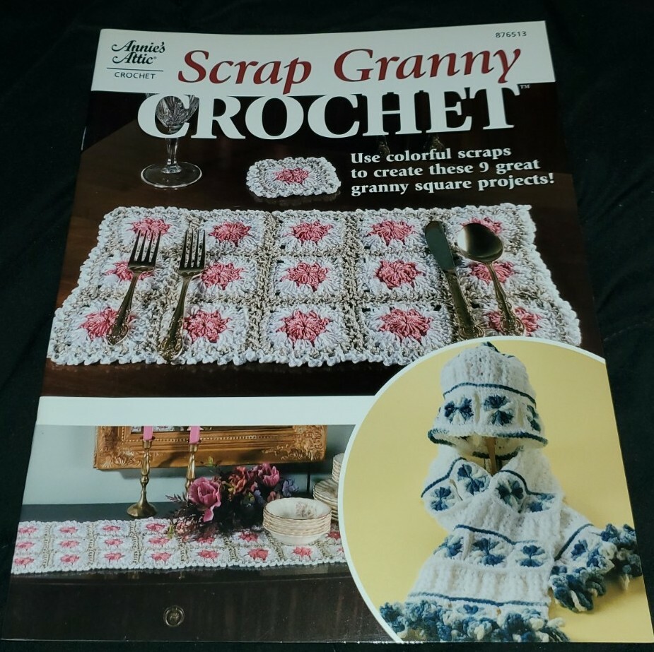AU8 ANNIE'S ATTIC 2006, SCRAP GRANNY CROCHET - 9 GRANNY SQUARE DESIGNS