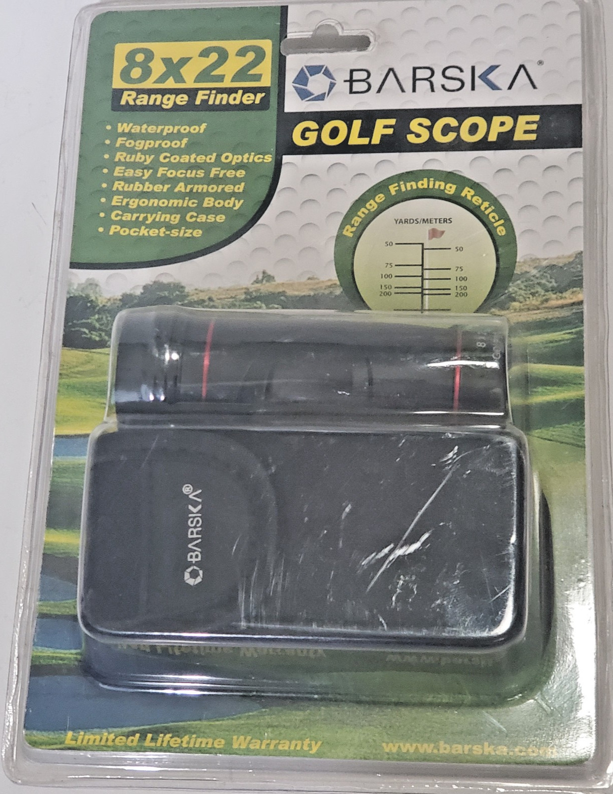 New Barska AA10199 Golf Scope 8x22 Range Finder Factory Sealed