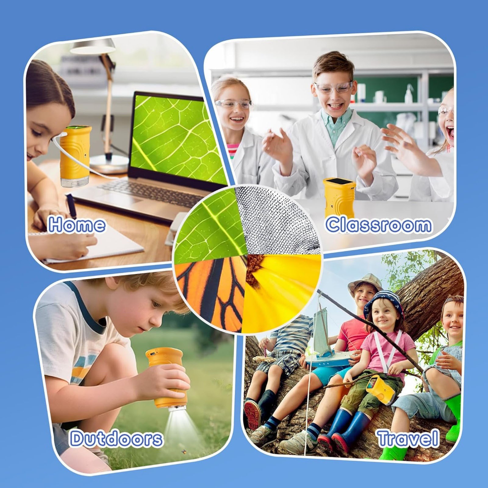 Digital Handheld Microscope 1000x Portable with 2.0 Inch Screen for Kids Science