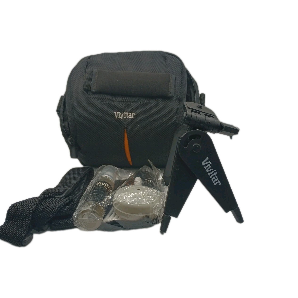 Vivitar Padded Camera Bag 6x6x4 Case with Shoulder Strap & Cleaning Kit