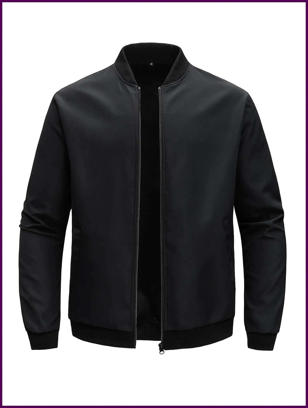Chaqueta corta holgada de color liso con cuello de béisbol para hombre, primaver