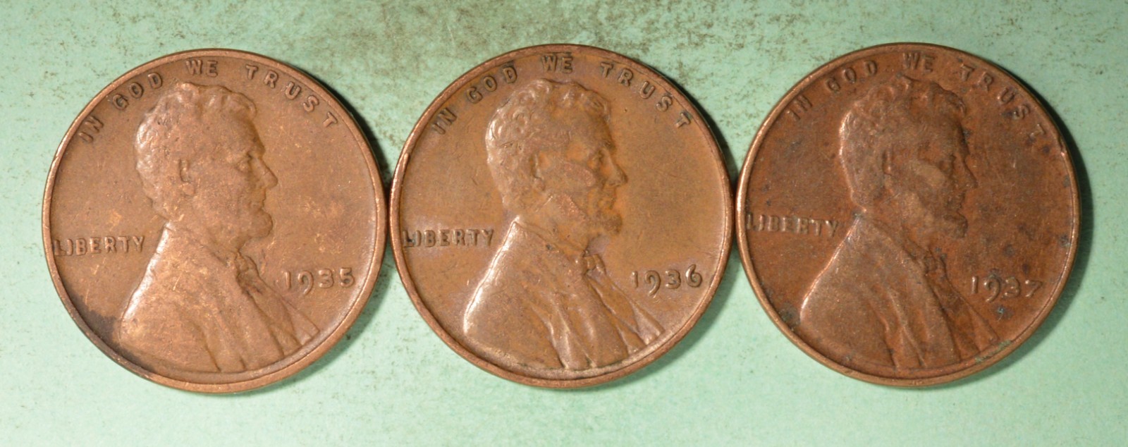 1935-P + 1936-P + 1937-P  USA Wheat Cent Set - INV#Z-264