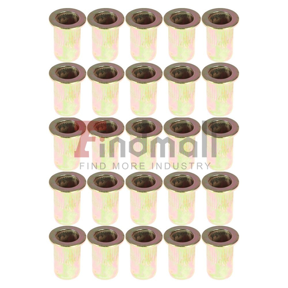 Carbon Steel M6 Metric Rivet Nut Flat Head Threaded Insert Nutsert 100 Pack