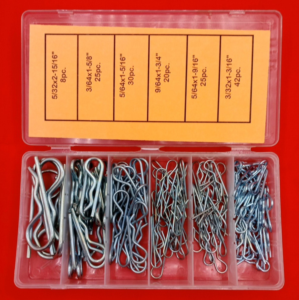 150Pcs Assortment HairPins R Clip Cotter Pin - 6 different Sizes