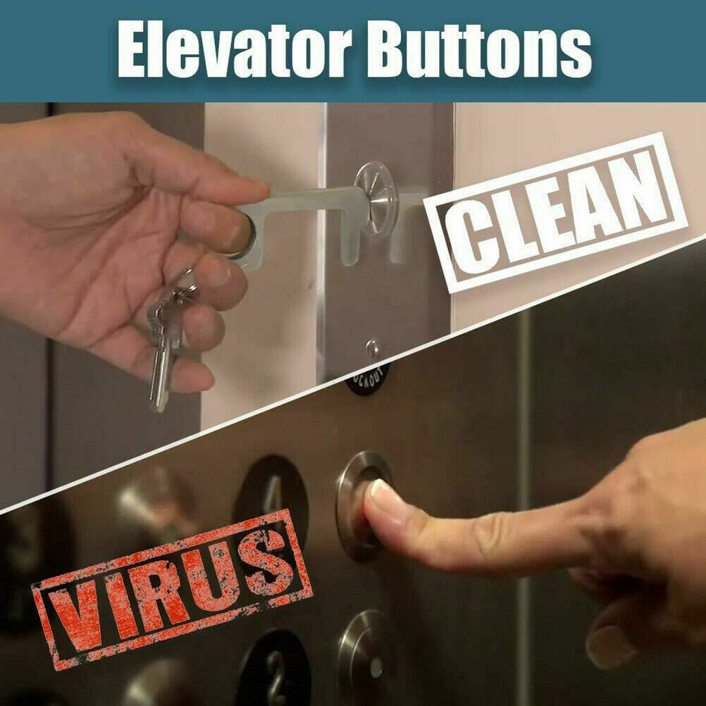 No Touch Key Door Opener & Key Ring ATM Germ Protection Hook Tools Sealed NEW 2!