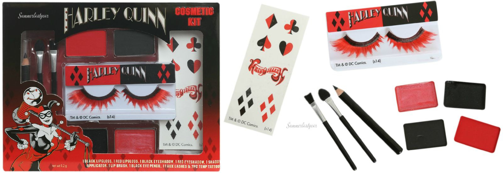 HARLEY QUINN COSPLAY COSTUME COSMETICS KIT / MAKEUP SET ~DC COMICS~ FREE SHIP