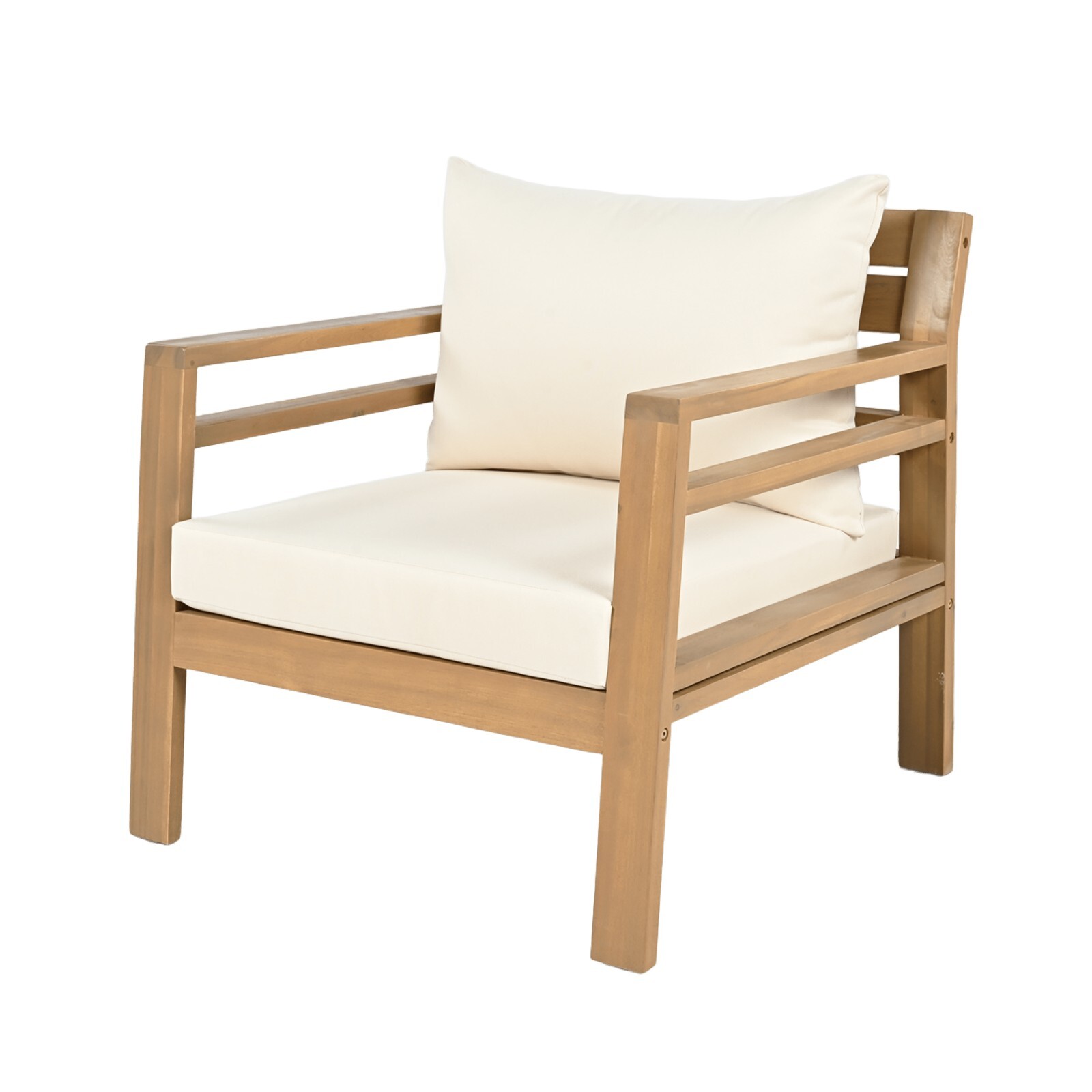4-Piece Outdoor Acacia Wood Furniture Set Loveseat, Lounge Chair & Coffee Table