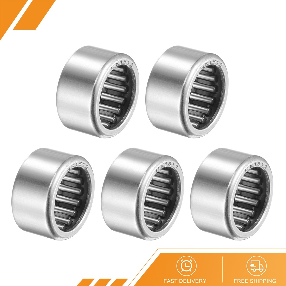 5pcs - HK1612 Needle Roller Bearings 16mm x 22mm x 12mm Chrome Steel Open End