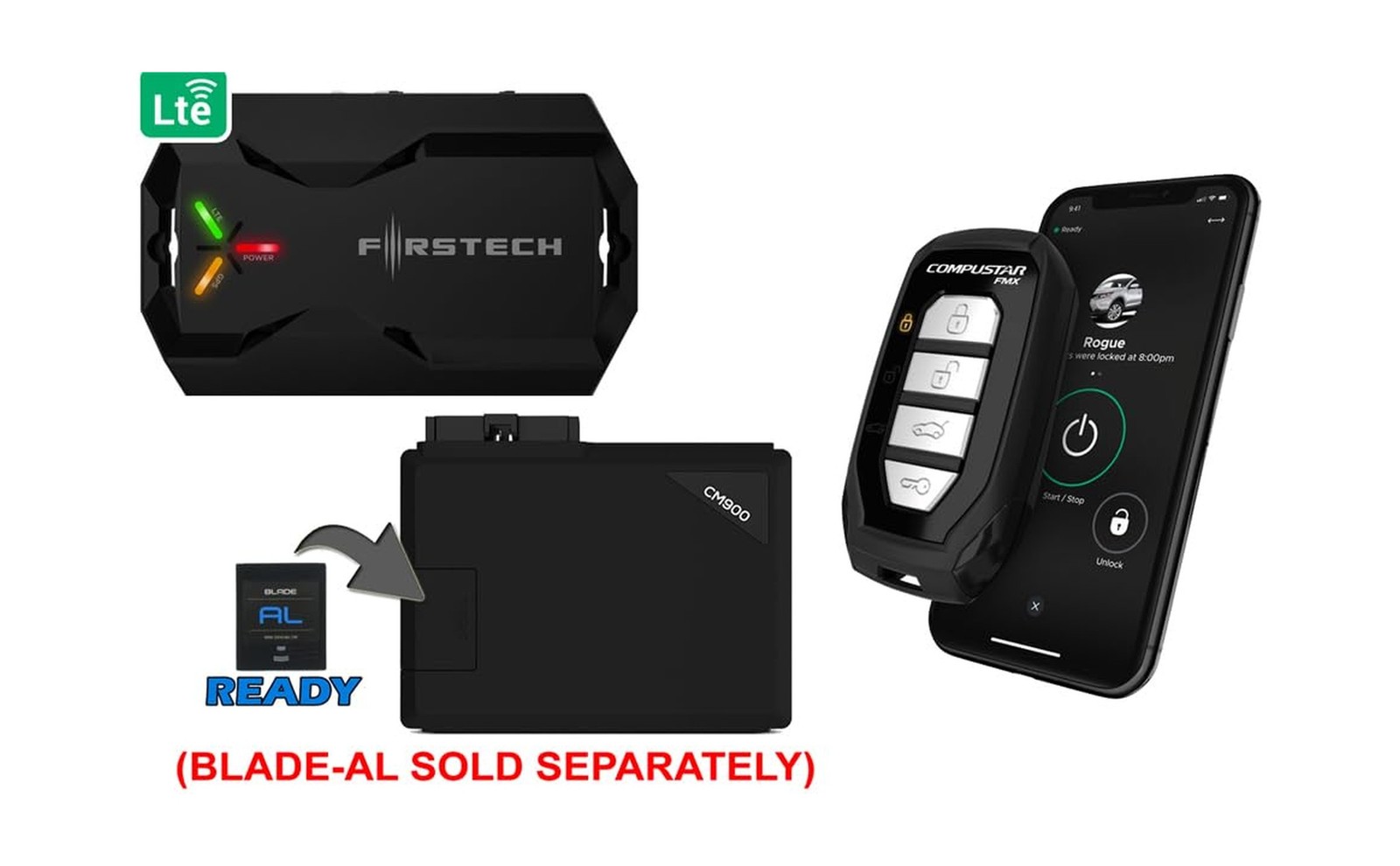 Compustar CSX4900-S 4-Button 2-Way, 3000' Remote Start System w/Drone X1LTE