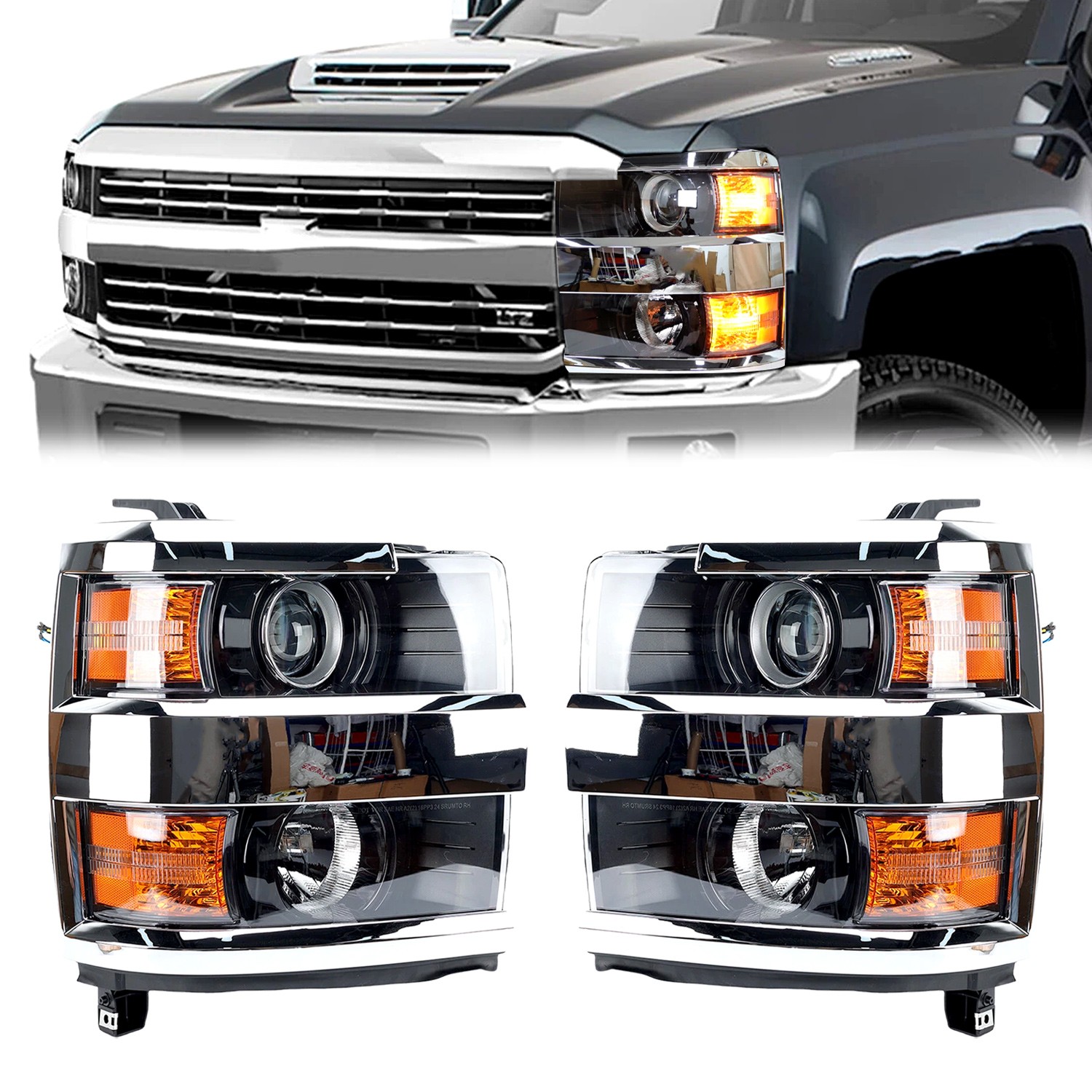 For 2015-2019 Chevy Silverado 2500HD 3500HD Projector Headlights Left& RIight