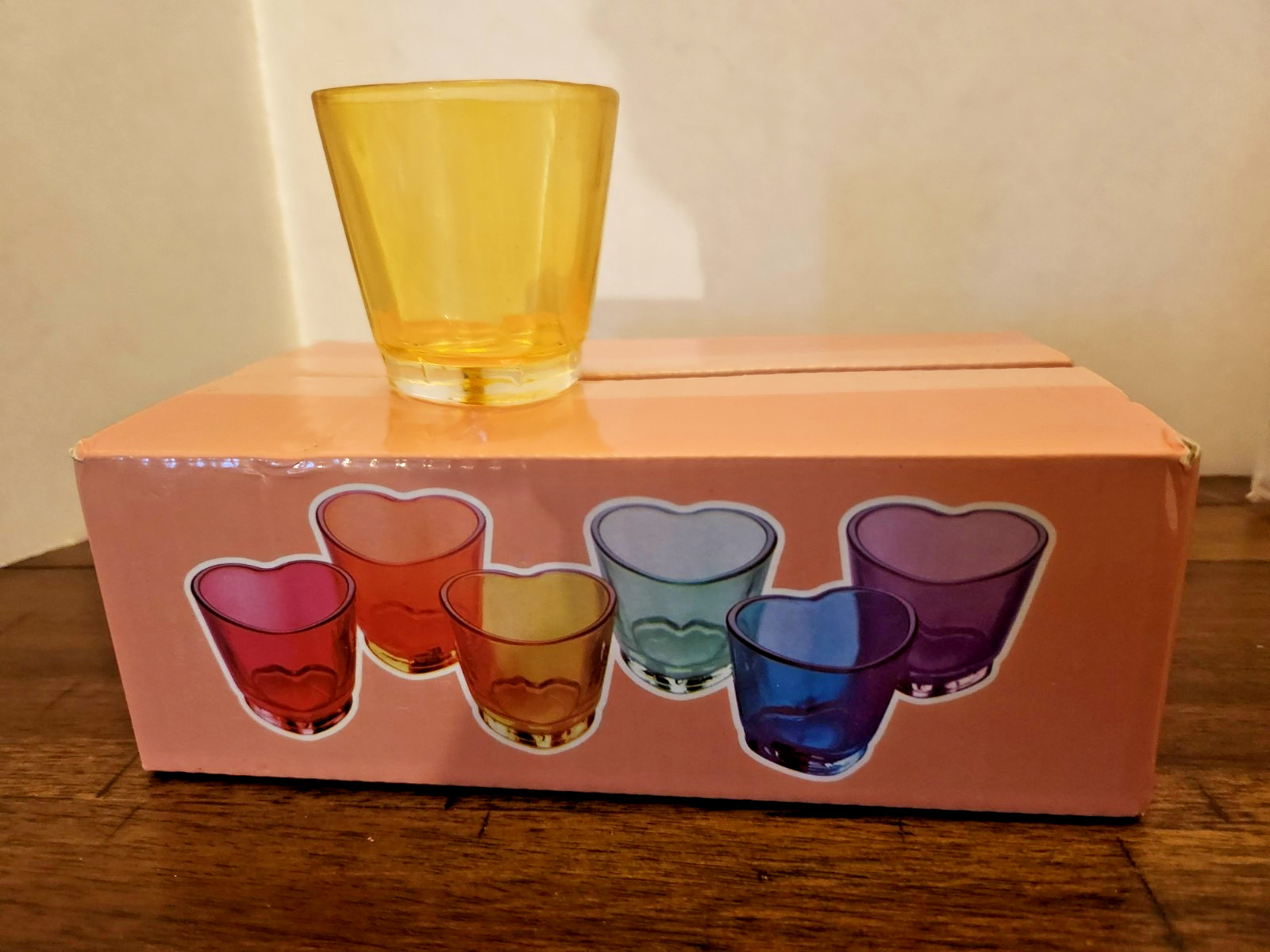 Jaepsing Heart Shaped Multi Colored Glass Shot Glasses New in Package