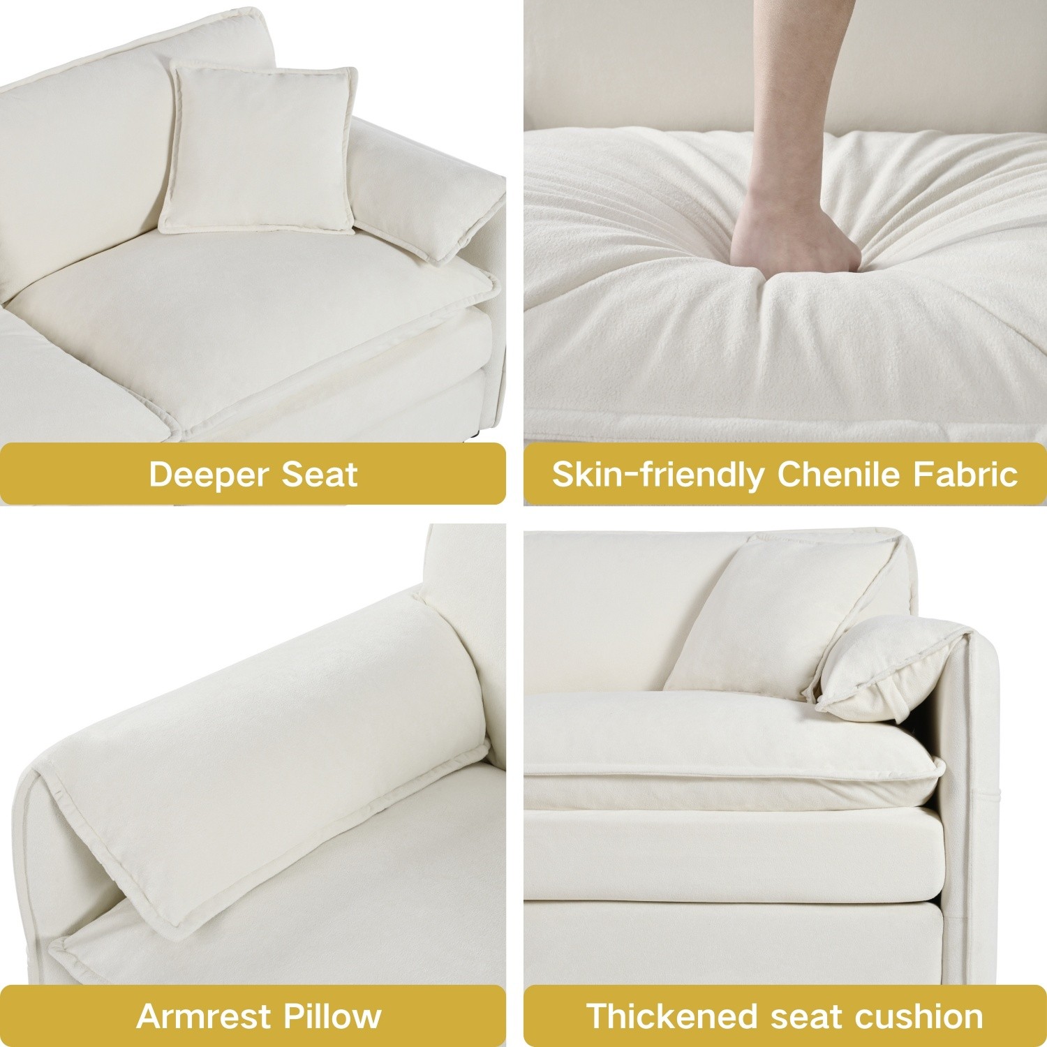 Modern Accent Chair Single Sofa Upholstered Armchair Living Room Sofa w/ Pillows