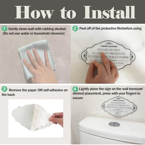 2Pcs Septic System Bathroom Sign, Do Not Flush Rules white-2pcs