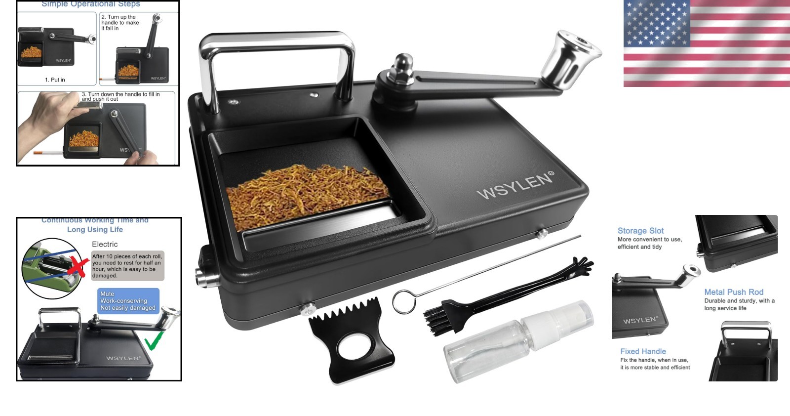 Compact Manual Cigarette Maker with Non-Slip Base: Perfect for 80-100mm Rolls