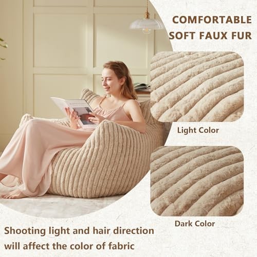 Giant Bean Bag Chairs for Adults Teens, Large Bean Bag Sofa Chairs Medium Beige