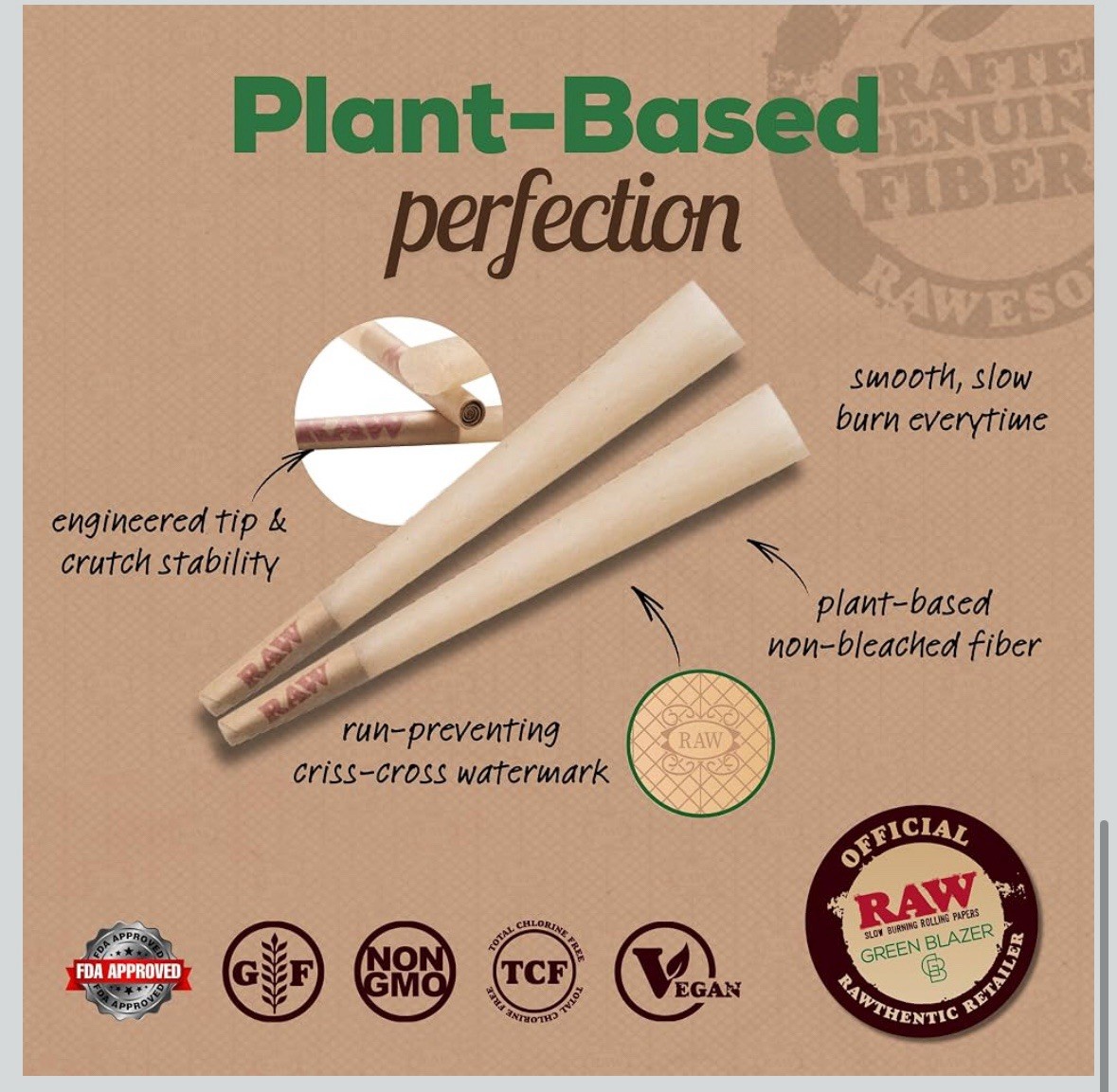 2 Boxes-RAW Cones Classic King 50 Pack Slow Burning Cones Rolling Papers