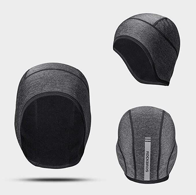 ROCKBRS Cycling Thermal Beanie Hat Windproof Elastic Reflective Helmet Liner Cap