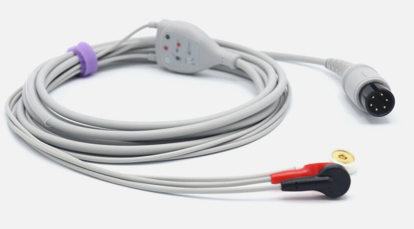 Midmark, Datex Ohmeda ECG EKG Cable 6 Pin 3 Leads Snap AHA - Same Day Shipping