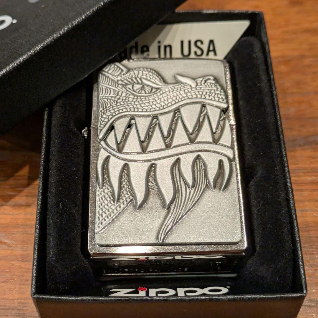 Dragon, Flame, Trick Zippo, Silver
