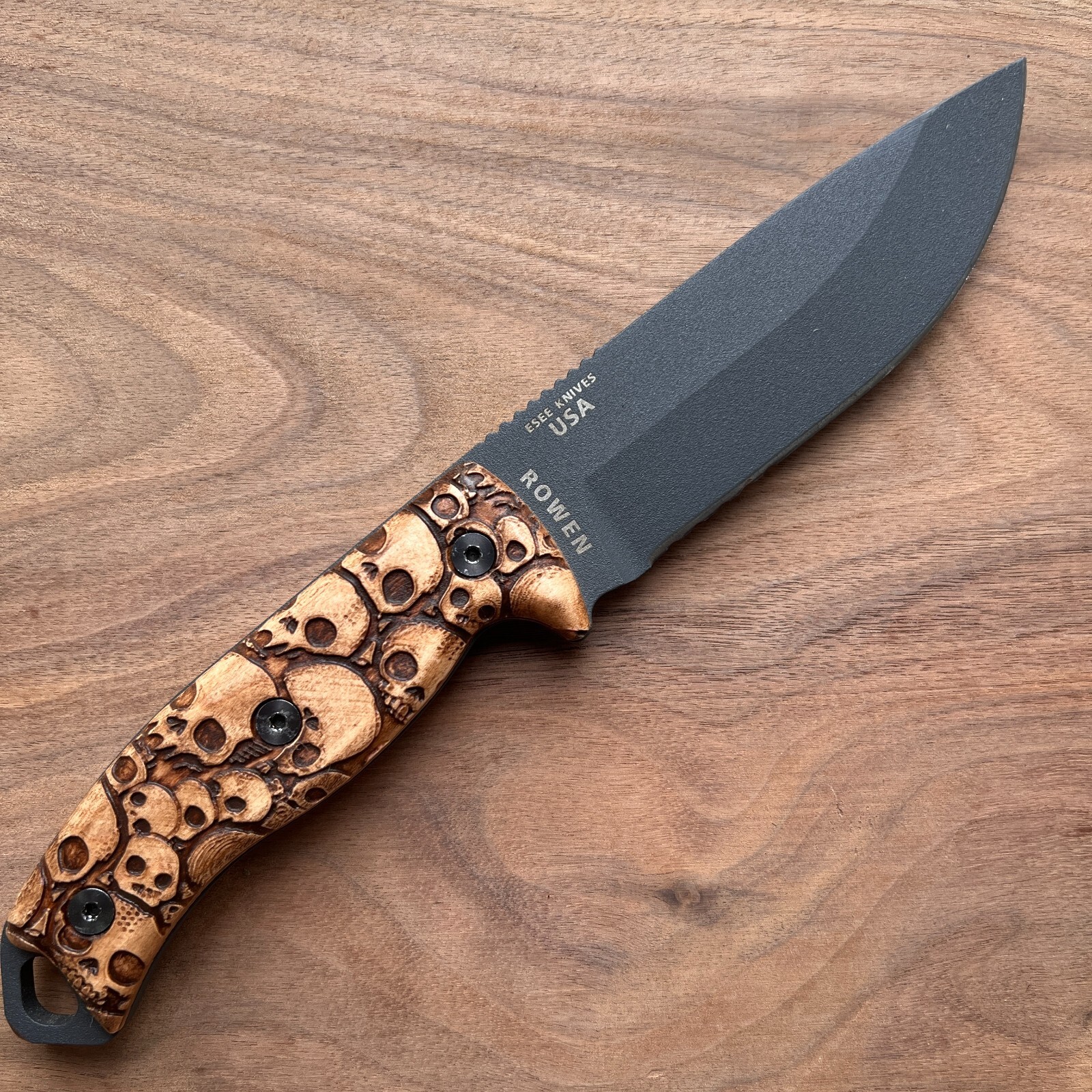 Scales for ESEE-5/6 knife solid Maple SKULLS | custom made in USA