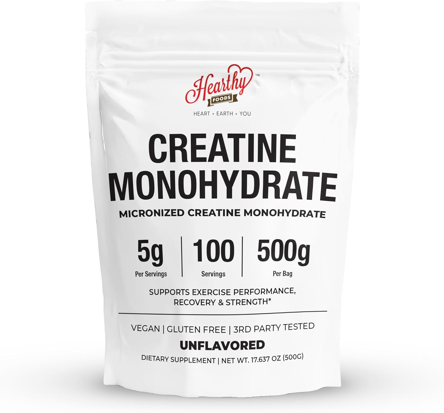 Creatine Monohydrate Micronized Powder 500G - 100 Servings, 5000Mg per Serving (