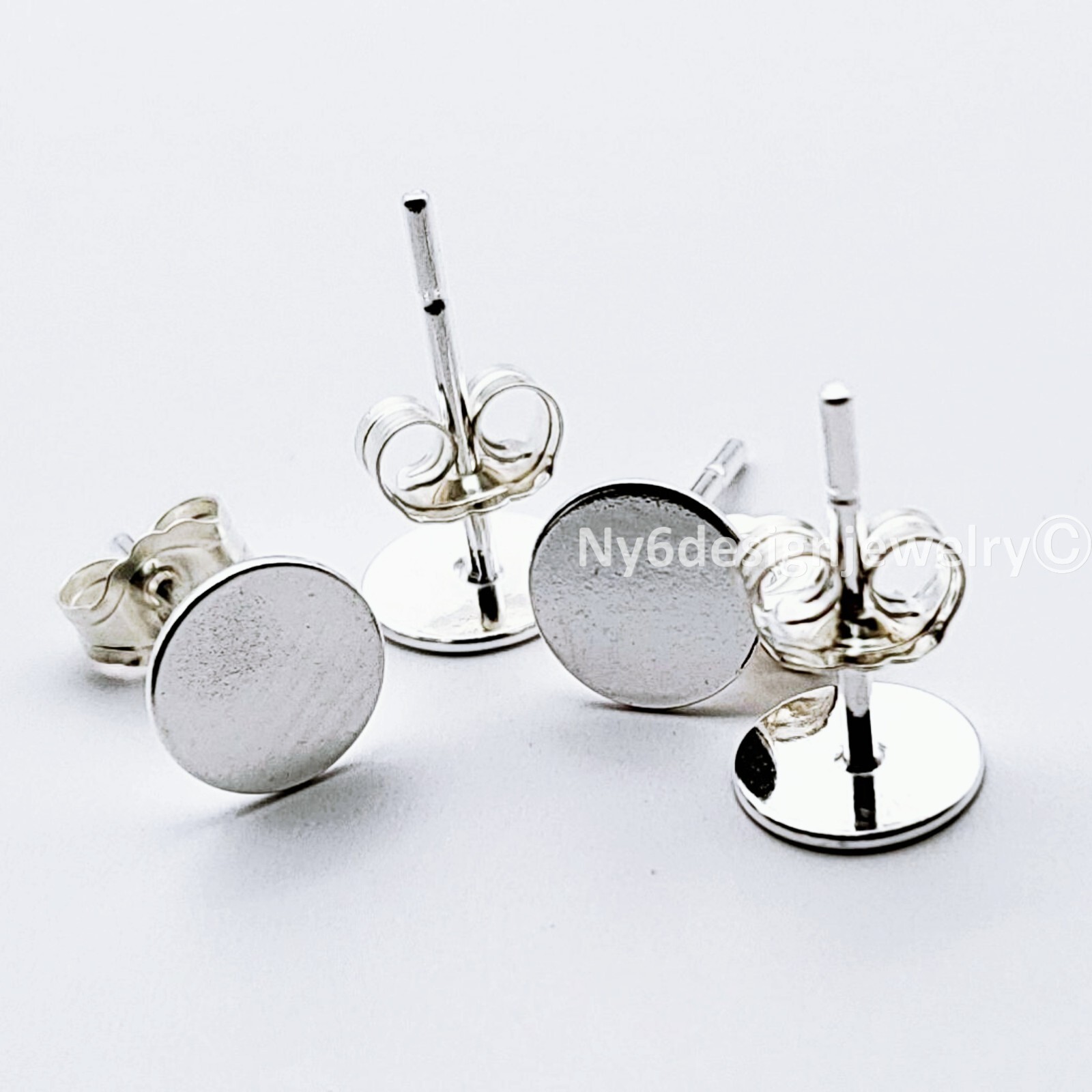 925 Sterling Silver Flat Pad Ear Studs – USA Made Earring Posts & Earwires 4pcs
