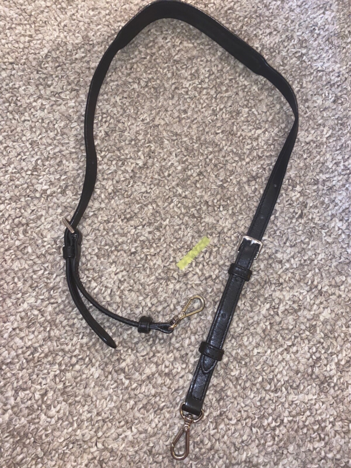 Tumi black leather replacement shoulder strap adjustable Silver Hardware