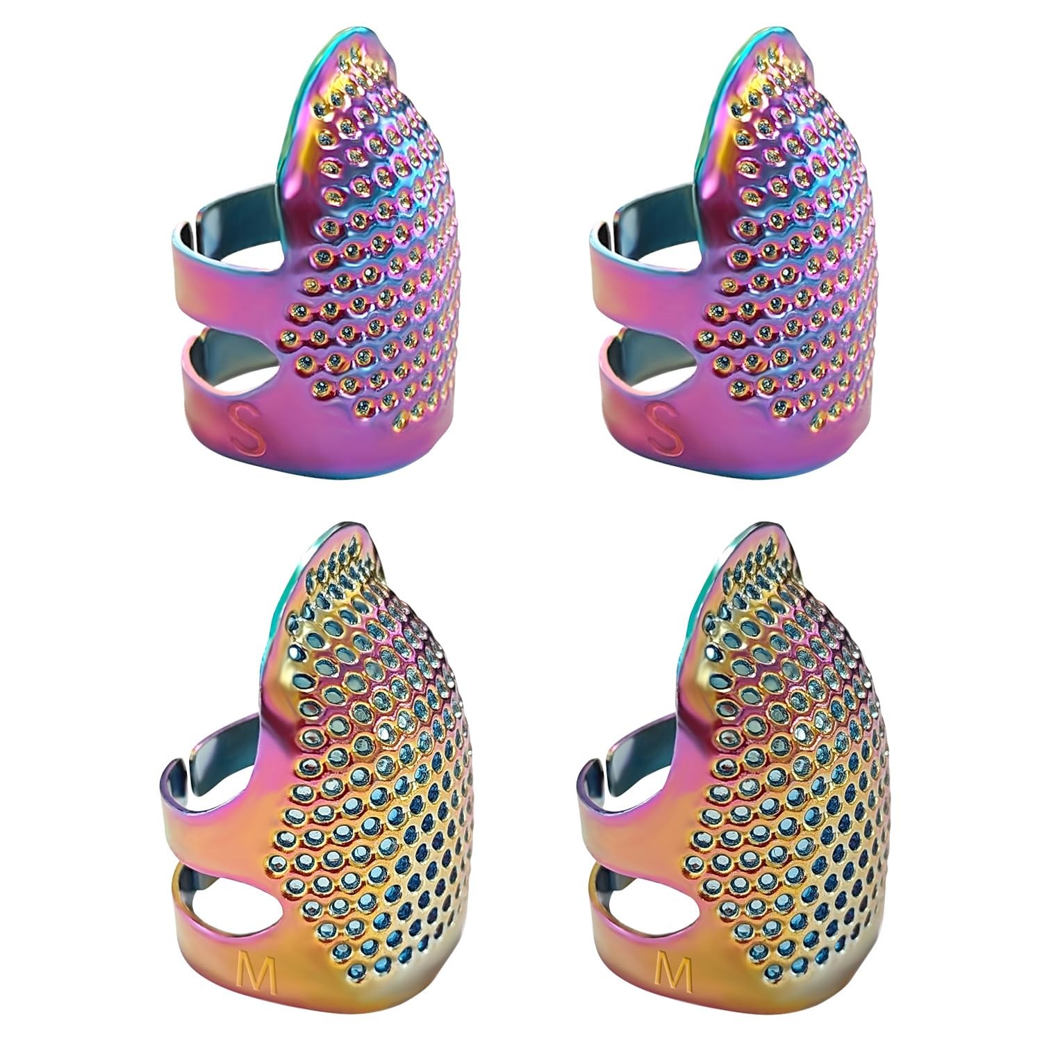 4Pcs Sewing Thimbles, Adjustable Metal Thimbles for Hand Sewing Finger Protec...