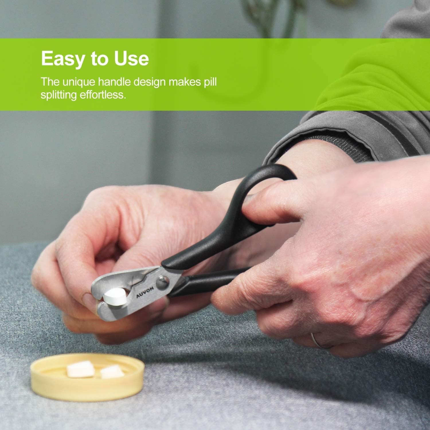 AUVON Scissors-Shaped Pill Cutter, Sharp Blade Pill Splitter for Easily Dividing