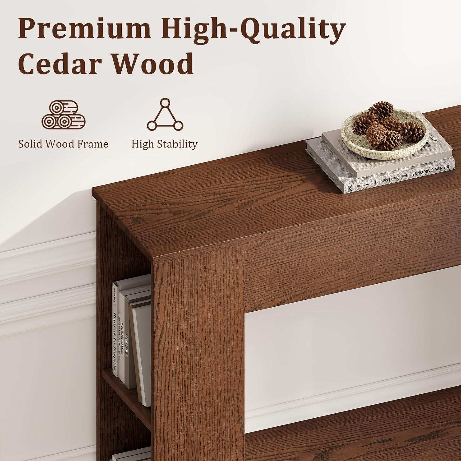 Walnut Console Table with Storage, 47.2" W Farmhouse Entryway Table, Long Sofa T