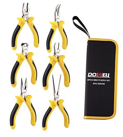 6-piece Mini Pliers Set Needle Nose Diagonal Long Nose Bent Nose End Cutting