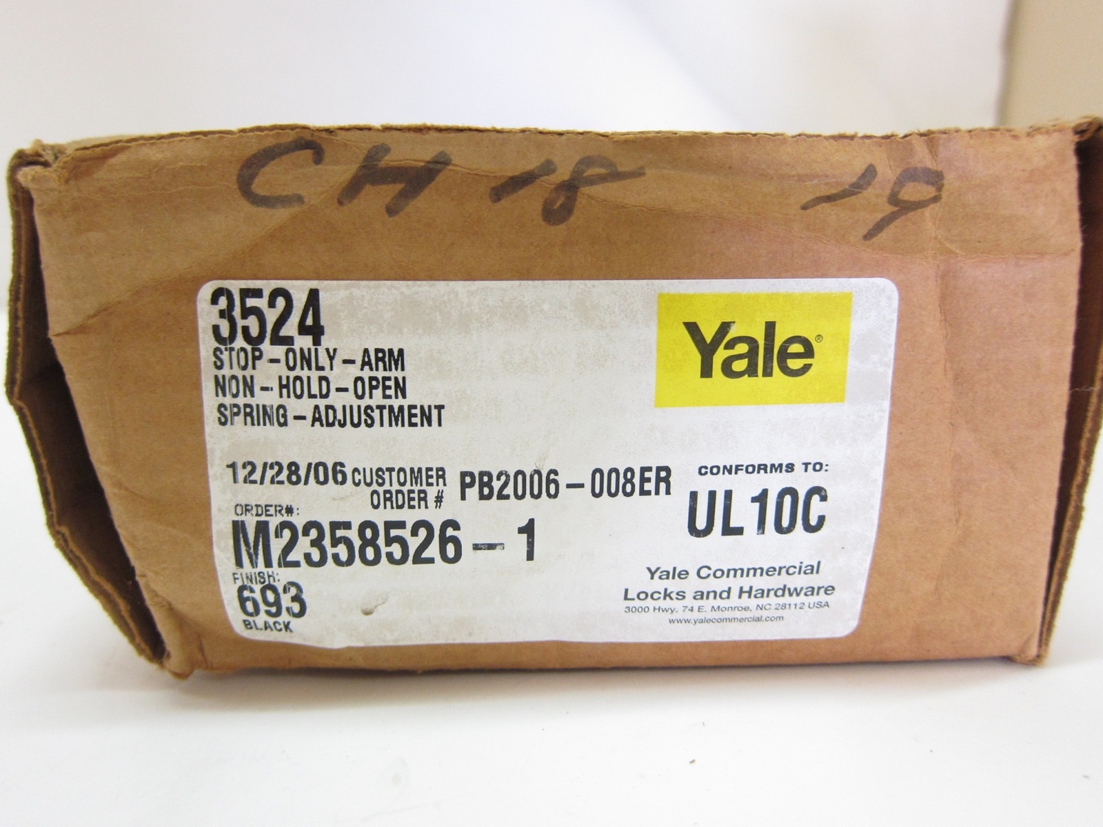 Yale 3524 Stop Only Grade 1 Architectural Door Closer 693 Black 3000 Series 