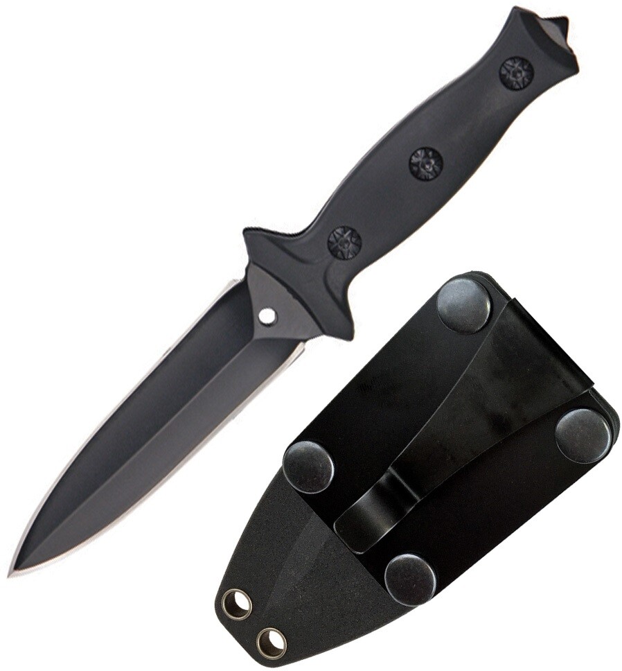 ABKT Tac Fixed Knife 3.5" Coated Double Edge 8Cr13MoV Steel Blade Molded Handle