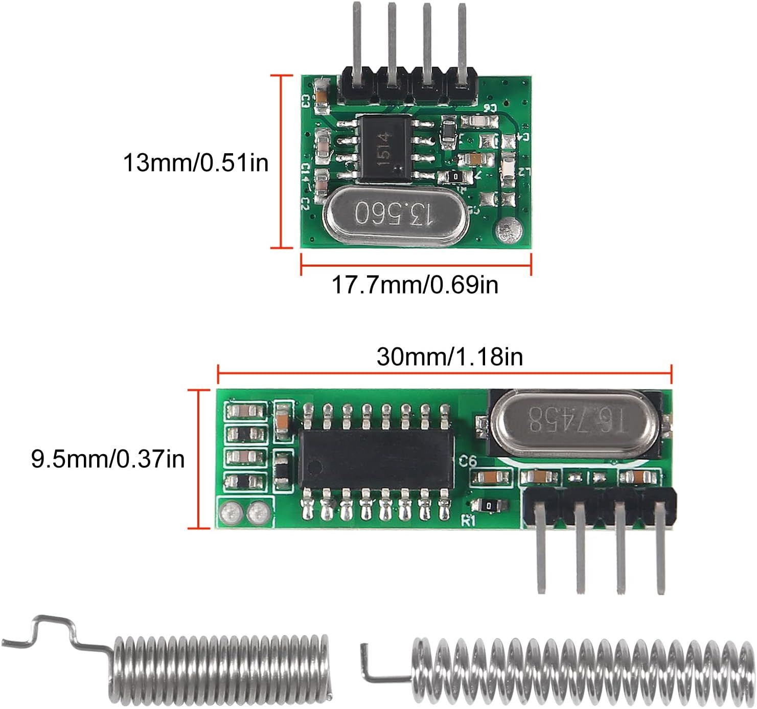 5Pcs 433Mhz Wireless RF Transmitter and Receiver with Antenna Ask Remote Control