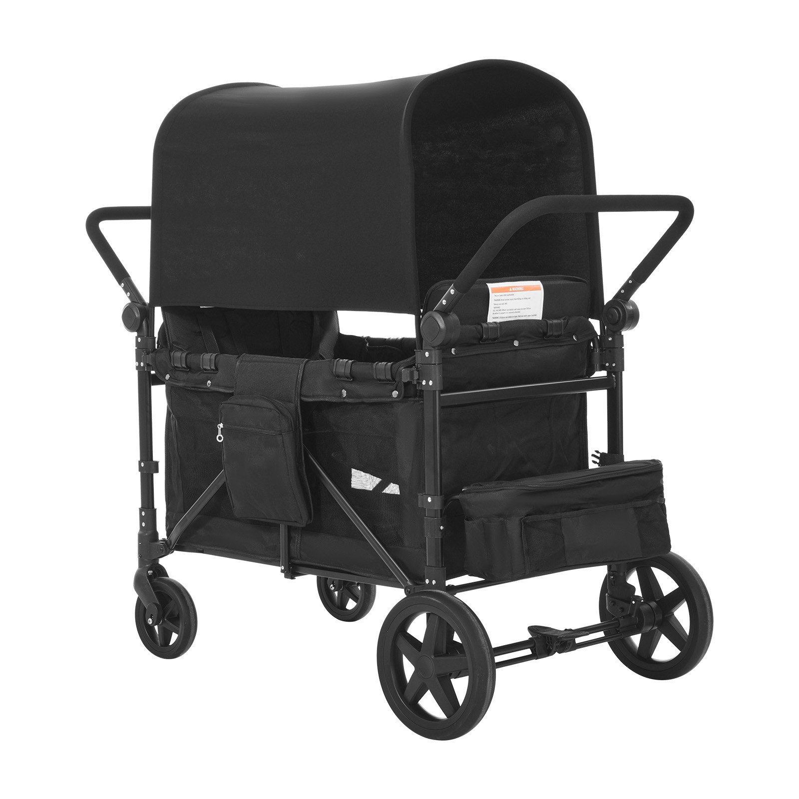 4 Seat Wagon Stroller for Kids, Collapsible Push Pull, 330 lbs Capacity