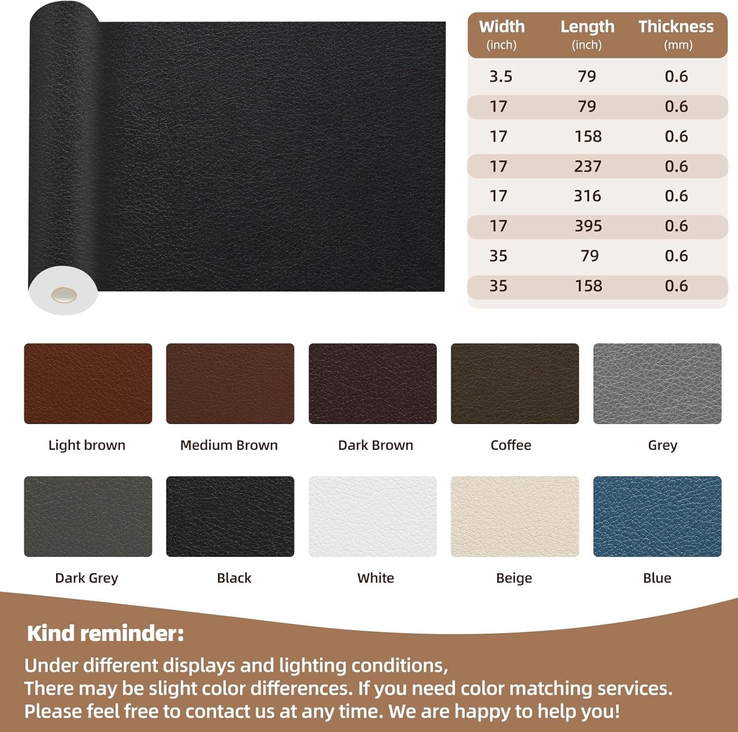 Large DIY Leather Repair Patch, Waterproof, Grey, 17X79 Inch