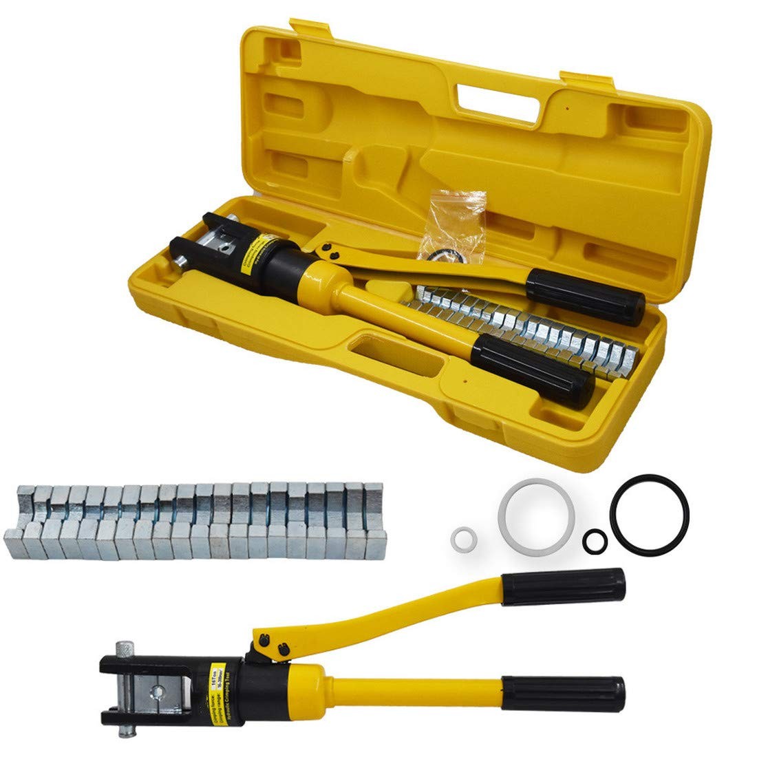 16 Ton Hydraulic Wire Cable Lug Terminal Crimper Crimping Tool With 11 Dies Yqk3