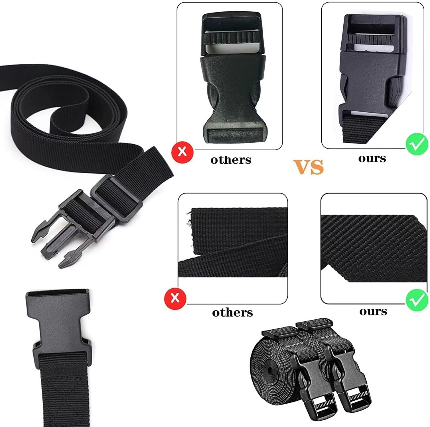 Nylon Strap with Buckle, Quick Release Short Adjustable Straps with Buckles, ...