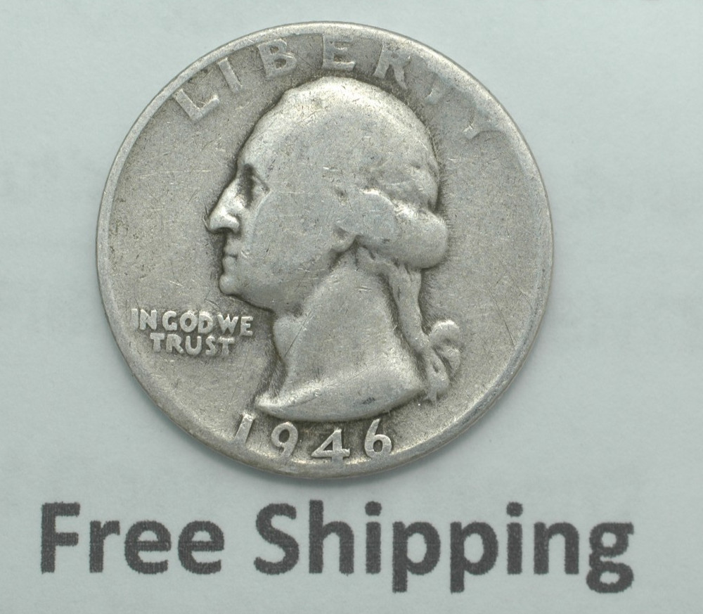 1946 D Washington 90% Silver Quarter Denver Mint Mark Free Shipping
