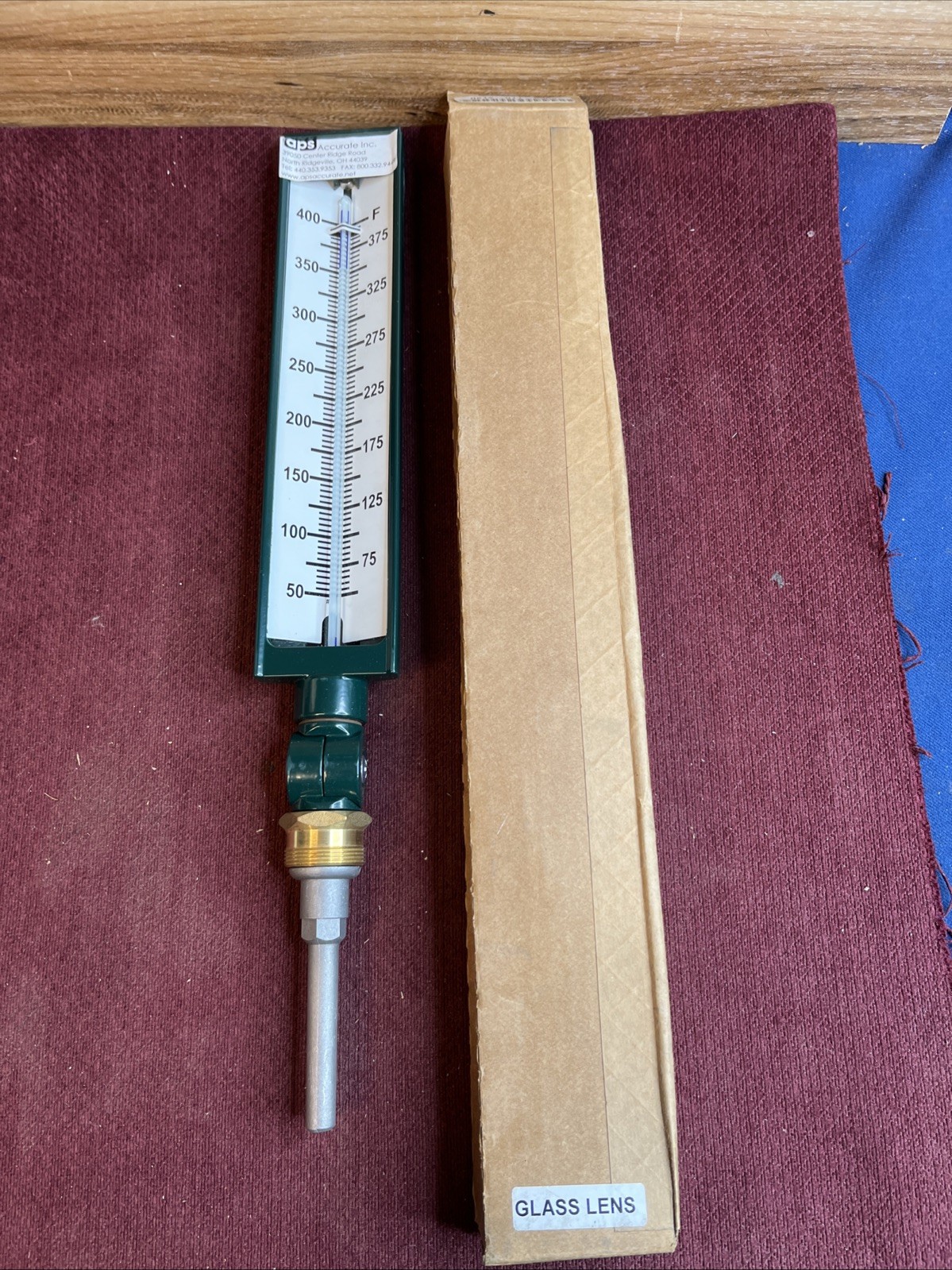 NEW IN BOX  MILJOCO SX935100 SPIRIT FILLED THERMOMETER 50-400*F  3.5" STEM