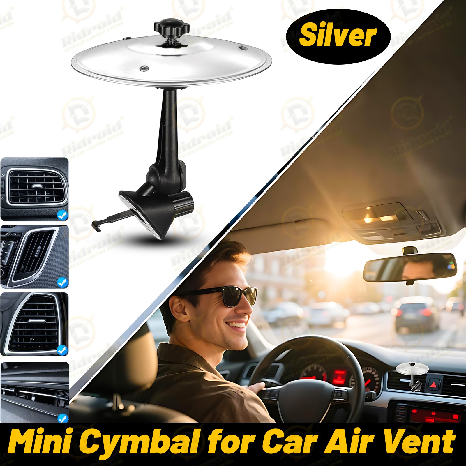 Mini Car Crash Cymbal, Car Drum Cymbal Air Vent, Make Your Driving More Fun Gift