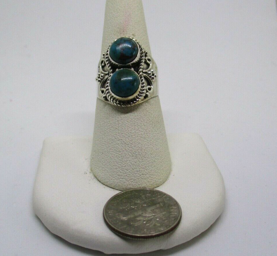 Artisan Crafted Australian Chrysocolla (Rnd) Ring Womens Sterling Silver Size 7
