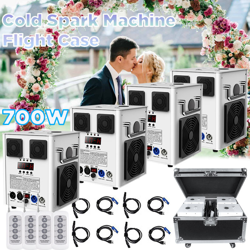 Cold Spark Machine 700W DMX Stage Effect Firework DJ Event Wedding w/Flight Case