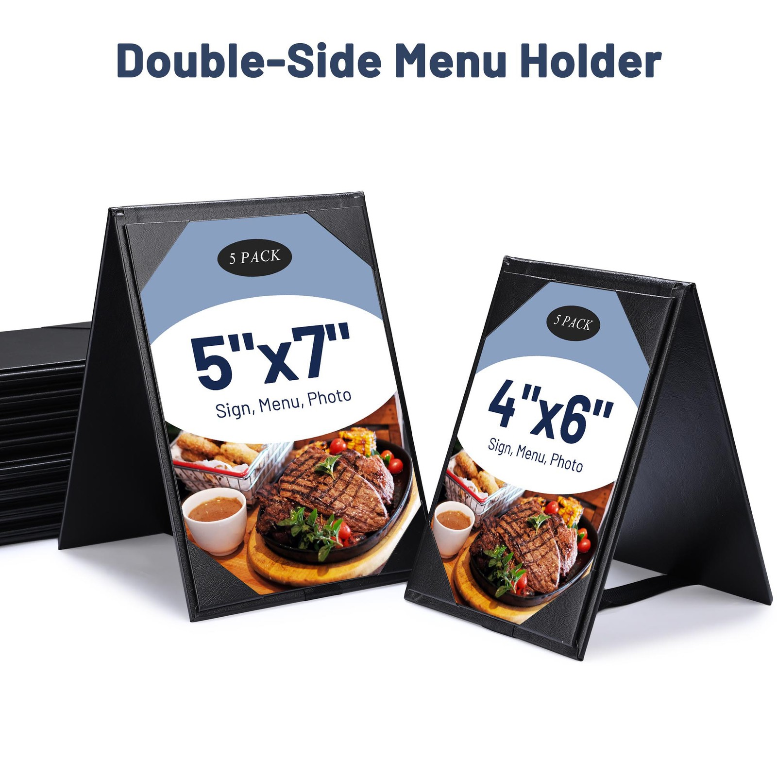 WeChef 5 Pack Table Tent Menu Holders 4"x6" A Frame Double Sided Restaurant Cafe