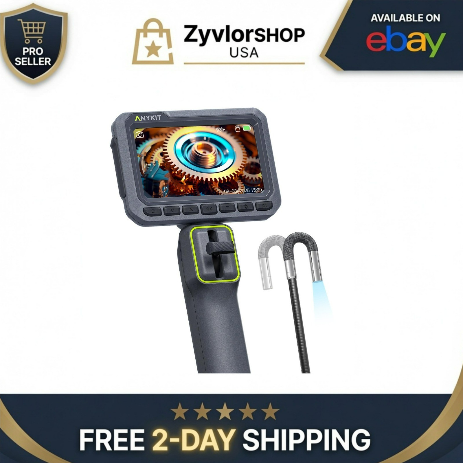 Anykit 210° Articulating Borescope, 4.3" HD Inspection Camera