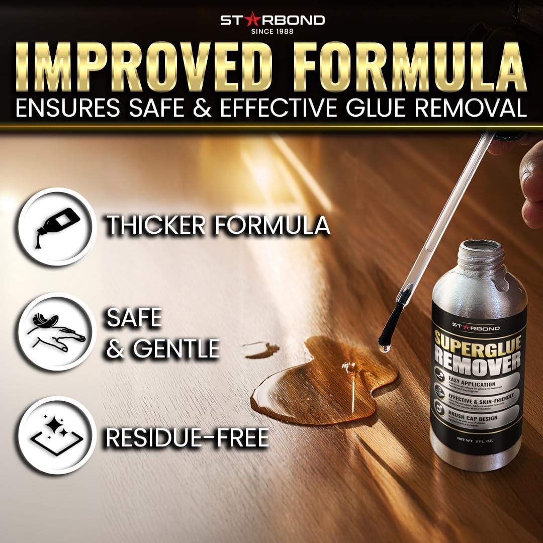 2 oz. Super Glue Remover – Dissolves Adhesive – CA Glue Debonder with Easy Br...