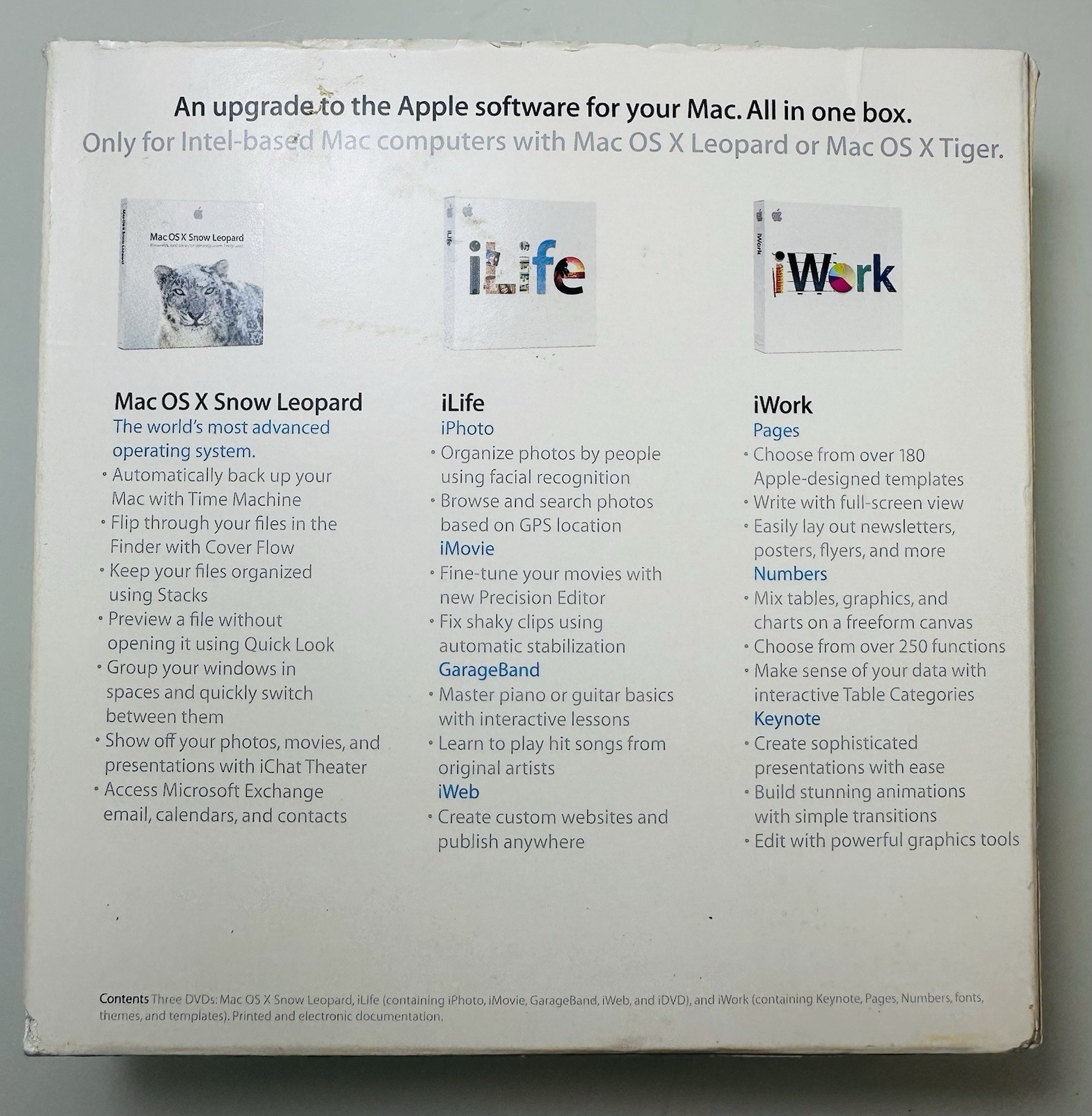Apple Mac Box Set Snow Leopard iLife iWork Retail (Mac, 2009)