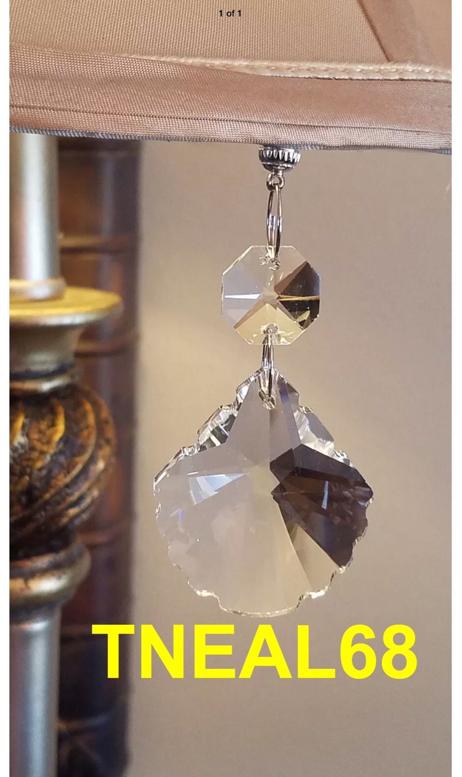 Lot of 6 REAL CRYSTALS Magnetic Teardrop NEW LEAF SHAPE Charms Chandelier Lamp
