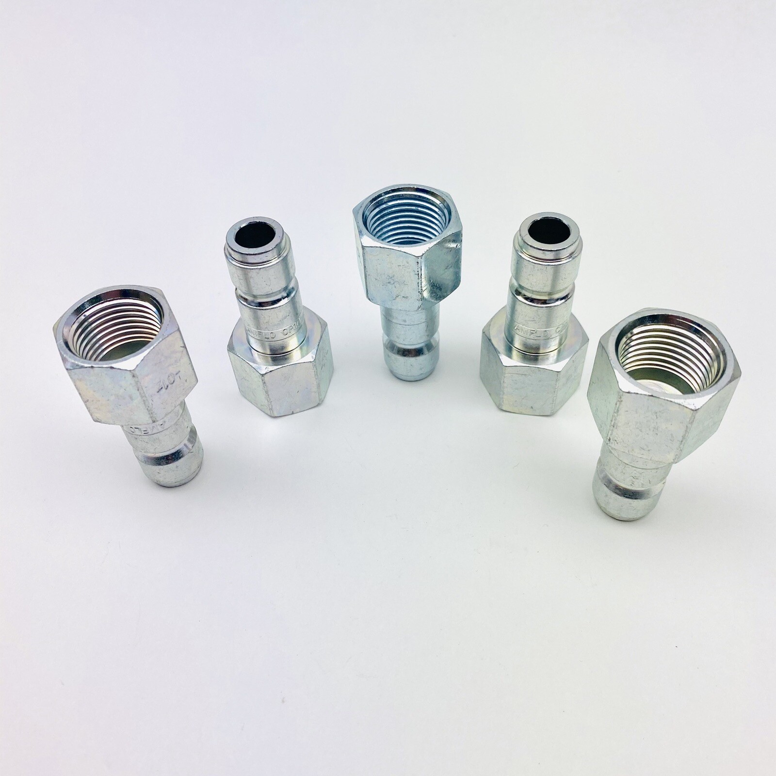 LOT OF 5 AMFLO PLUG CP10 , 1/2" TF, 1/2" FNPT, PLATED STEEEL