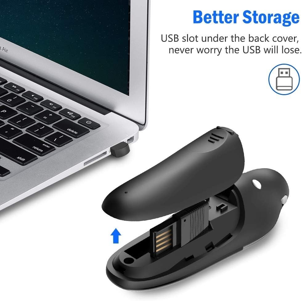Compact Presentation Remote Clicker - Plug & Play with 49ft Wireless Range